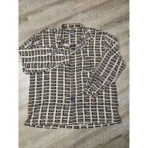 Phat Farm Denim Co Mens XXL Long Sleeve Button Down All Over Logo Print Shirt